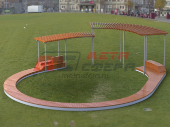 Теневой навес Колизей со скамейками и настилом